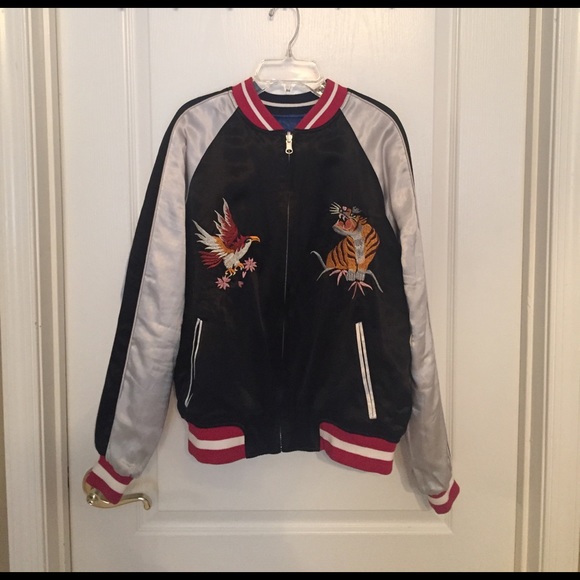 Topshop satin reversible bomber jacket - Picture 2 of 4